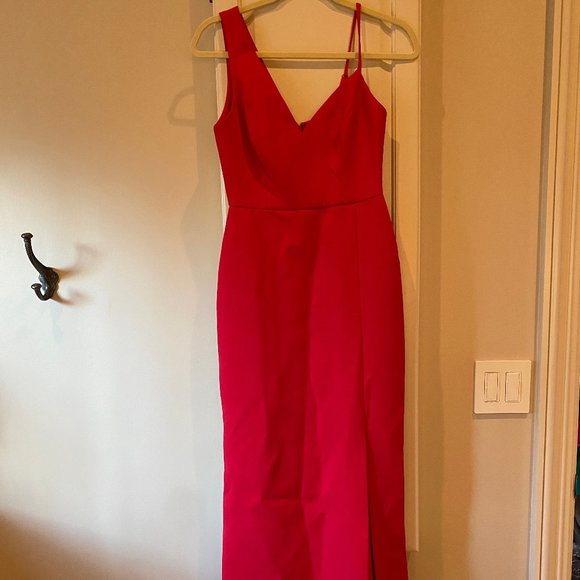 BCBGMAXAZRIA Asymmetric Side Slit Dress (Red, XS) - Picture 3 of 4